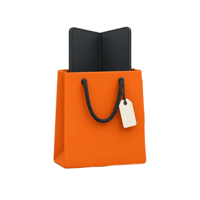 Clay illustration of a small and a large storage box beside a foldable phone